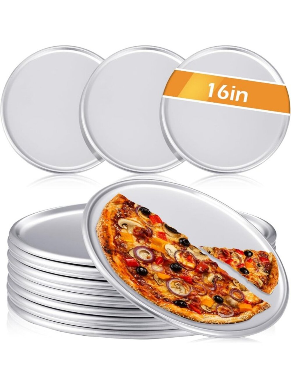 12 Pcs 16-Inch Aluminum Pizza Baking Trays - Perfect for Home & Party Use